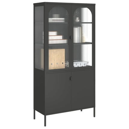 Högskåp svart 90x40x180 cm glas och stål