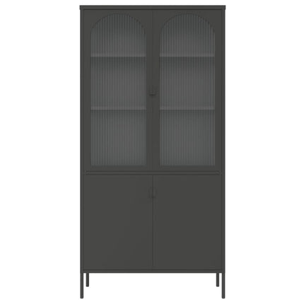 Högskåp svart 90x40x180 cm glas och stål