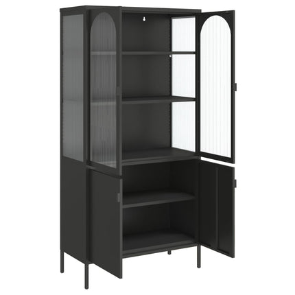 Högskåp svart 90x40x180 cm glas och stål