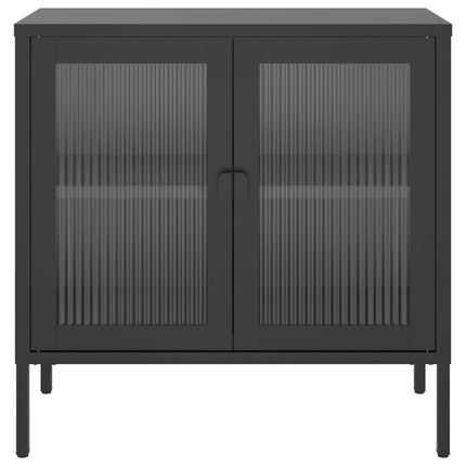Skänk svart 70x35x70 cm glas och stål