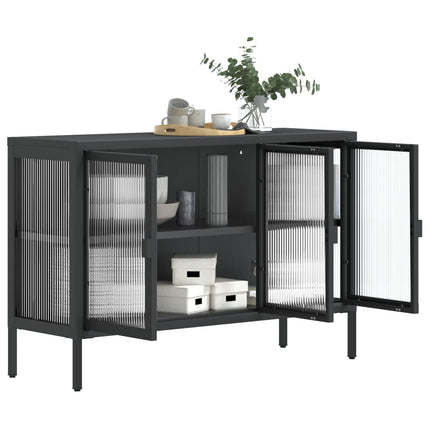 Skänk svart 105x35x70 cm glas och stål