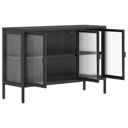 Skänk svart 105x35x70 cm glas och stål