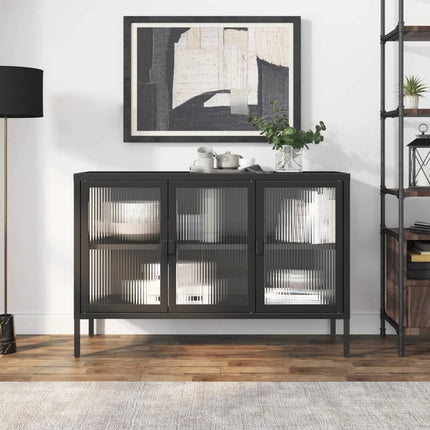 Skänk svart 105x35x70 cm glas och stål