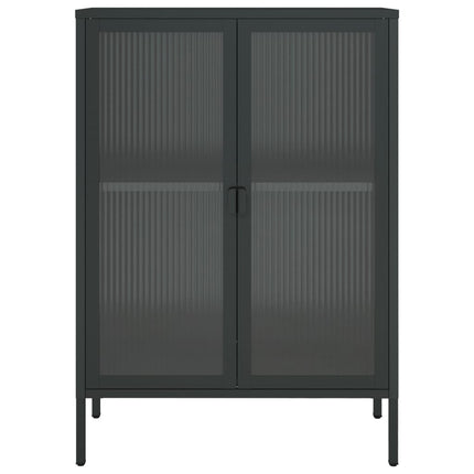Skänk svart 75x35x105 cm glas och stål