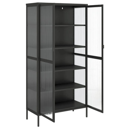Högskåp svart 85x40x180 cm glas och stål