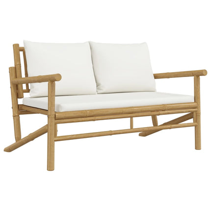 Loungegrupp 4 delar gräddvita dynor bambu