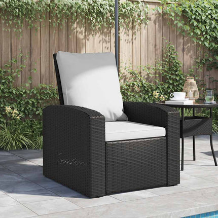 Reclinerstol för trädgården med dynor svart konstrotting