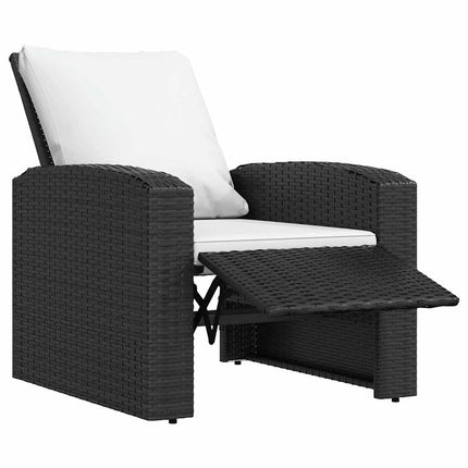 Reclinerstol för trädgården med dynor svart konstrotting