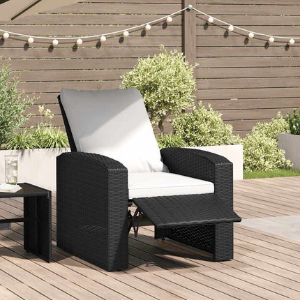Reclinerstol för trädgården med dynor svart konstrotting