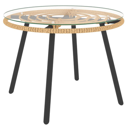 Loungegrupp för trädgården med beige dynor 3 delar konstrotting