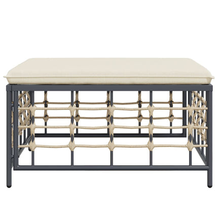 Fotpall med dyna för trädgården beige konstrotting