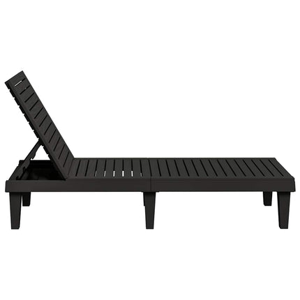 Solsängar 2 st svart 155x58x83 cm polypropylen