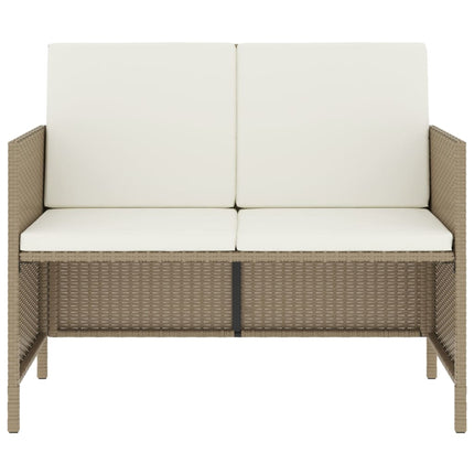 Matgrupp med dynor för trädgården 6 delar beige konstrotting