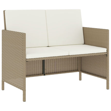 Matgrupp med dynor för trädgården 6 delar beige konstrotting