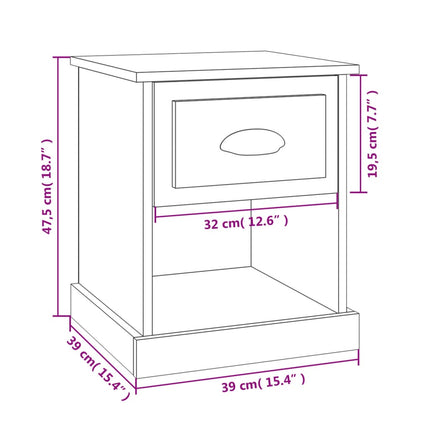 Sängbord 2 st vit 39x39x47,5 cm konstruerat trä