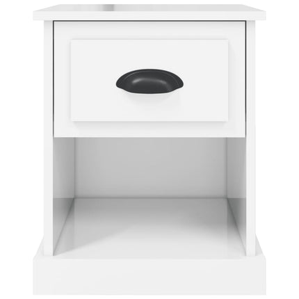 Sängbord 2 st vit högglans 39x39x47,5 cm konstruerat trä