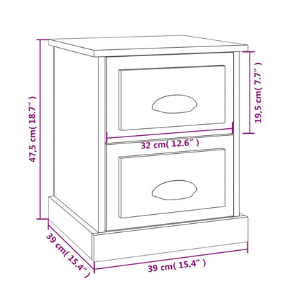 Sängbord vit 39x39x47,5 cm konstruerat trä
