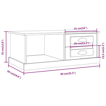 Soffbord vit 90x50x35 cm konstruerat trä