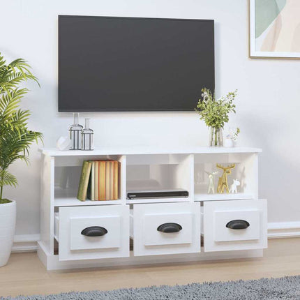 Tv-bänk vit högglans 100x35x50 cm konstruerat trä
