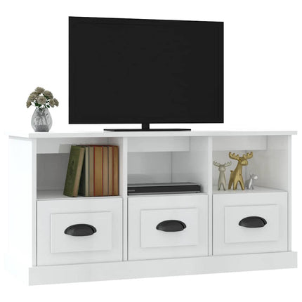 Tv-bänk vit högglans 100x35x50 cm konstruerat trä