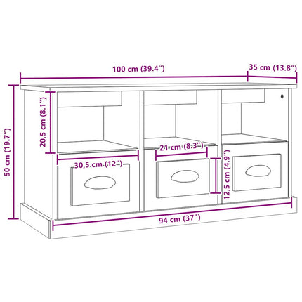 Tv-bänk vit högglans 100x35x50 cm konstruerat trä