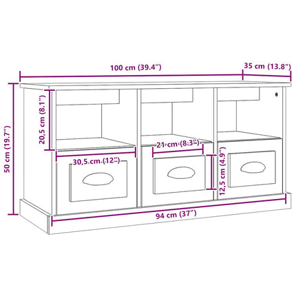 Tv-bänk betonggrå 100x35x50 cm konstruerat trä