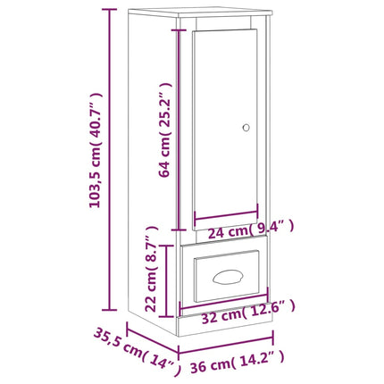 Skåp vit 36x35,5x103,5 cm konstruerat trä