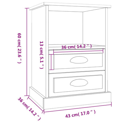Sängbord vit 43x36x60 cm