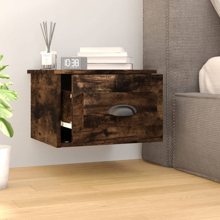 Väggmonterade sängbord 2 st rökfärgad ek 41,5x36x28 cm