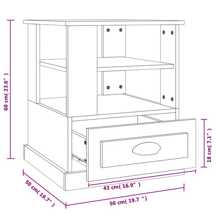 Soffbord rökfärgad ek 50x50x60 cm konstruerat trä