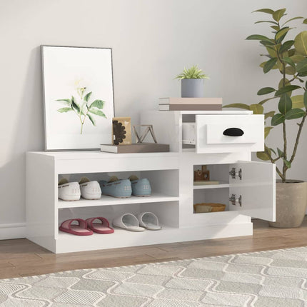 Skoskåp vit högglans 100x42x60 cm konstruerat trä