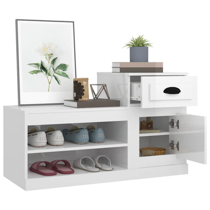 Skoskåp vit högglans 100x42x60 cm konstruerat trä