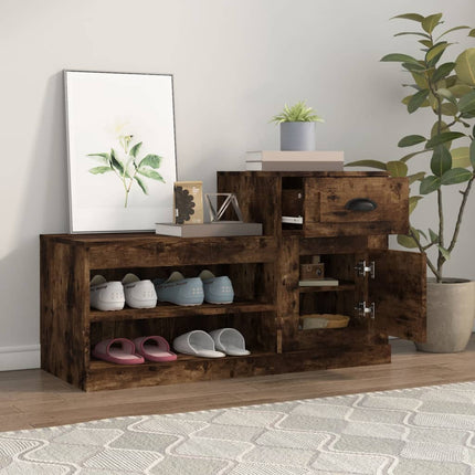 Skoställ rökfärgad ek 100x42x60 cm konstruerat trä