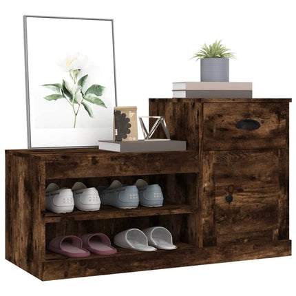 Skoställ rökfärgad ek 100x42x60 cm konstruerat trä