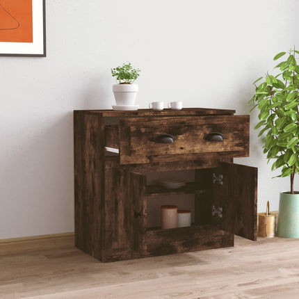 Skänk rökfärgad ek 70x35,5x67,5 cm konstruerat trä