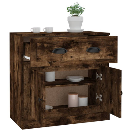 Skänk rökfärgad ek 70x35,5x67,5 cm konstruerat trä