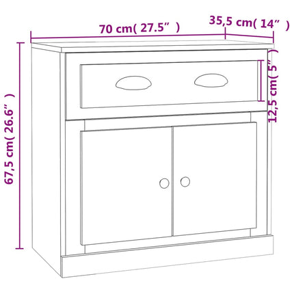 Skänk rökfärgad ek 70x35,5x67,5 cm konstruerat trä
