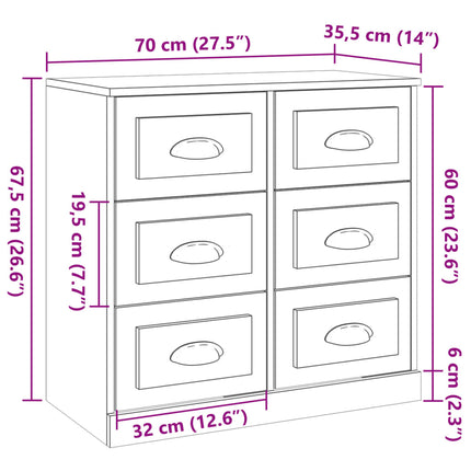 Skänk sonoma-ek 70x35,5x67,5 cm konstruerat trä
