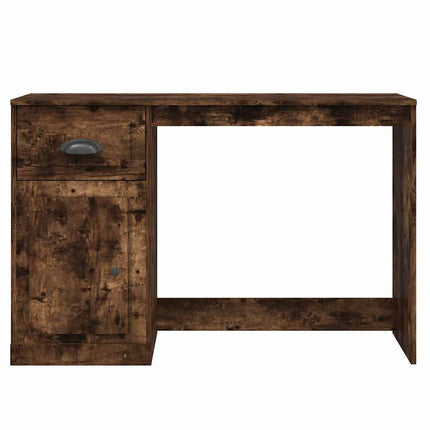 Skrivbord med låda rökfärgad ek 115x50x75 cm konstruerat trä