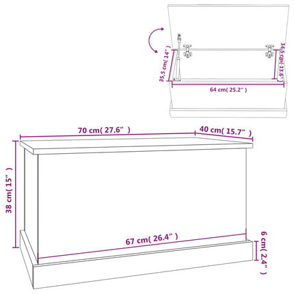 Förvaringslåda betonggrå 70x40x38 cm konstruerat trä