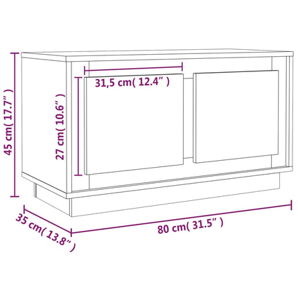 Tv-bänk vit 80x35x45 cm konstruerat trä