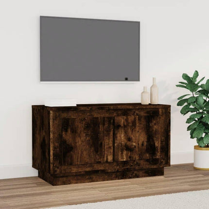 Tv-bänk rökfärgad ek 80x35x45 cm konstruerat trä