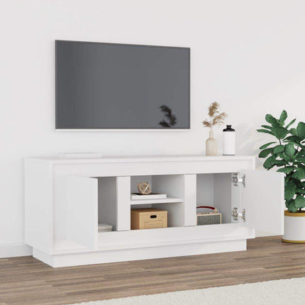 Tv-bänk vit 102x35x45 cm konstruerat trä