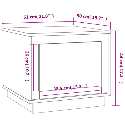 Soffbord brun ek 51x50x44 cm konstruerat trä