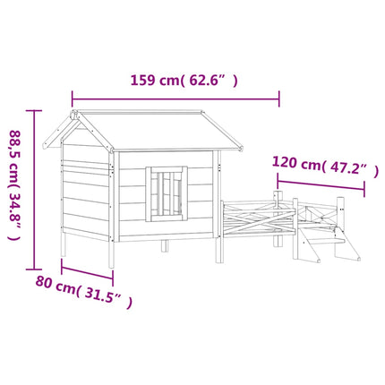 Hundgård mockabrun 159x120x88,5 cm massiv furu
