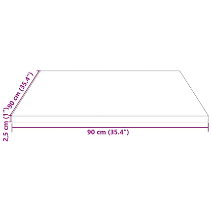 Bordsskiva 90x90x2,5 cm massiv furu fyrkantig