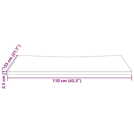 Skrivbordsskiva vit 110x55x2,5 cm massiv furu