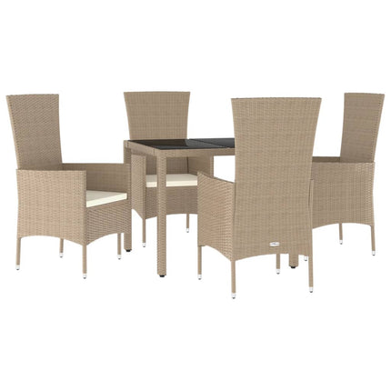 Matgrupp för trädgården med dynor 5 delar beige konstrotting