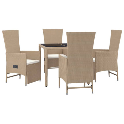 Matgrupp för trädgården med dynor 5 delar beige konstrotting