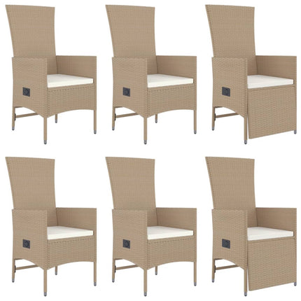 Matgrupp för trädgården med dynor 7 delar beige konstrotting